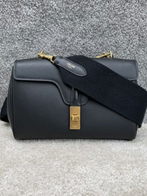 celine original calfskin small soft 16 bag 196853 black