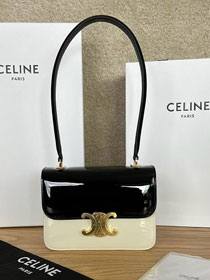 Celine original patent calfskin small garence bag 118053 black&white