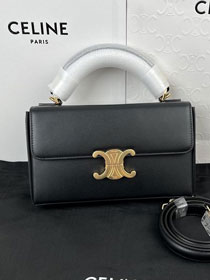 Celine original calfskin triomphe box bag 199992 black