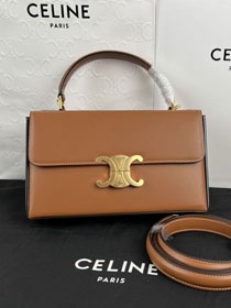 Celine original calfskin triomphe box bag 199992 tan