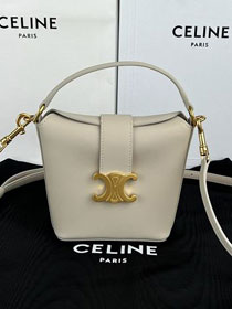 Celine original calfskin triomphe mini bucket bag 10K943 beige