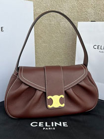 Celine original calfskin triomphe polly bag 115633 dark brown