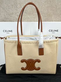 Celine original canvas large cabas drawstring 199973 natural