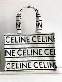 Celine original textile large cabas thais 196762 white&black