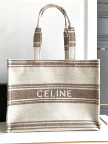 Celine original textile large cabas thais 196762 white&grey