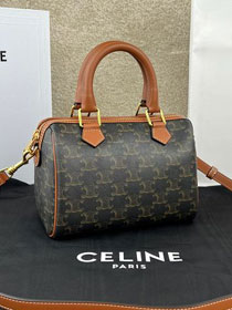 Celine original triomphe canvas small boston bag 113773 tan