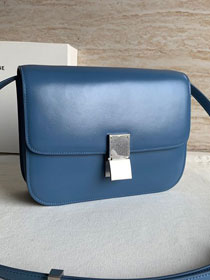 Celine original liege calfskin large classic box bag 11045 blue