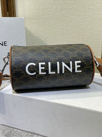 Celine original triomphe canvas boston bag 110052 tan