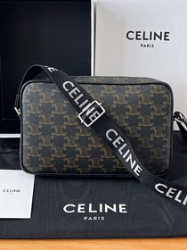 Celine original triomphe canvas messenger bag 197202 black