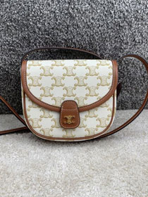 Celine original triomphe canvas mini folco bag 196702 white