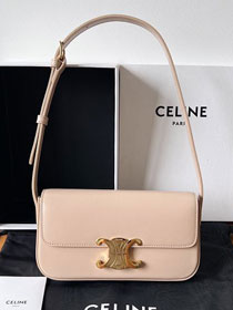 Celine original calfskin triomphe shoulder bag 194143 light apricot