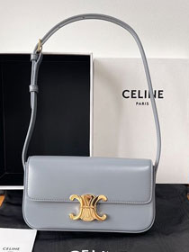 Celine original calfskin triomphe shoulder bag 194143 light blue