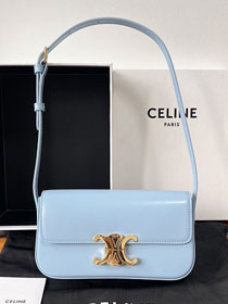 Celine original calfskin triomphe shoulder bag 194143 sky blue