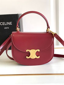 Celine original patent calfskin mini besace bag 10L063 bordeaux