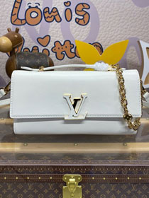 Louis vuitton original calfskin capucines wallet on chain M12143 white