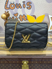 Louis vuitton original lambskin GO-14 wallet on chain M13139 black 