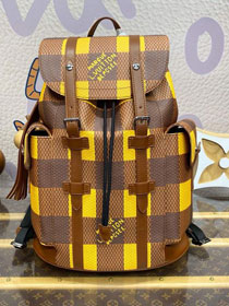 Louis vuitton original damier canvas christopher mm backpack N40654 yellow