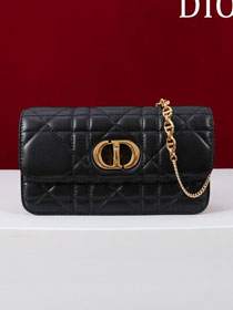 Dior original calfskin miss caro pouch with chain S5225 black