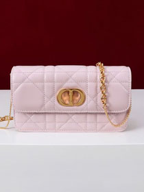 Dior original calfskin miss caro pouch with chain S5225 pink