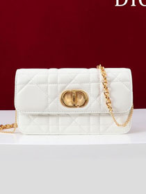 Dior original calfskin miss caro pouch with chain S5225 white