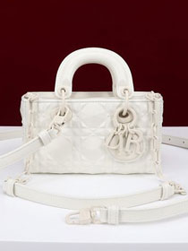 Dior original calfskin lady D-Joy micro bag S0910 white