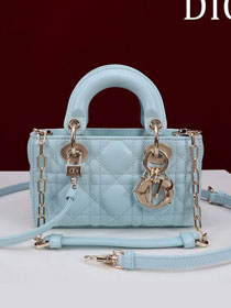 Dior original lambskin lady D-Joy micro bag S0910 blue