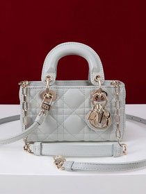 Dior original lambskin lady D-Joy micro bag S0910 cloud grey