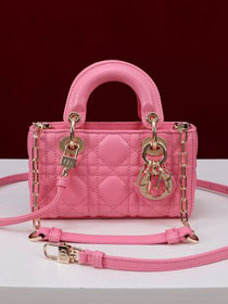 Dior original lambskin lady D-Joy micro bag S0910 hot pink