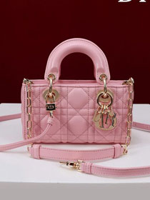 Dior original lambskin lady D-Joy micro bag S0910 pink