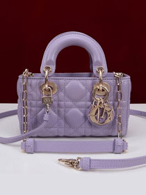 Dior original lambskin lady D-Joy micro bag S0910 purple