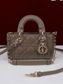 Dior original lambskin lady D-Joy micro bag S0910 warm taupe