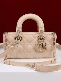 Dior original lambskin small lady D-Joy bag M0613 beige