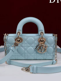 Dior original lambskin small lady D-Joy bag M0613 blue