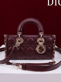 Dior original lambskin small lady D-Joy bag M0613 bordeaux