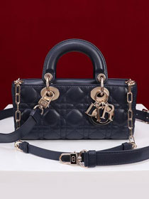 Dior original lambskin small lady D-Joy bag M0613 dark blue