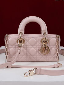 Dior original lambskin small lady D-Joy bag M0613 light pink