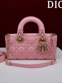 Dior original lambskin small lady D-Joy bag M0613 pink