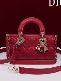 Dior original lambskin small lady D-Joy bag M0613 red