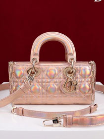 Dior original lambskin small lady D-Joy bag M0613 rose gold