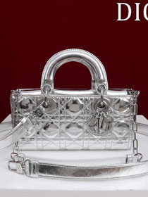 Dior original lambskin small lady D-Joy bag M0613 silver