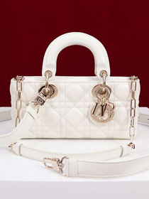 Dior original lambskin small lady D-Joy bag M0613 white