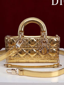 Dior original lambskin small lady D-Joy bag M0613 yellow gold