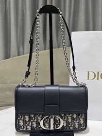 Dior original calfskin&cotton 30 montaigne chain bag M9208 blue