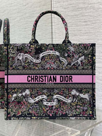 Dior original cotton large book tote bag M1286 black&pink