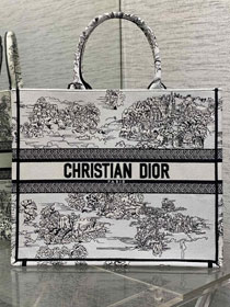 Dior original cotton large book tote bag M1286 white&black