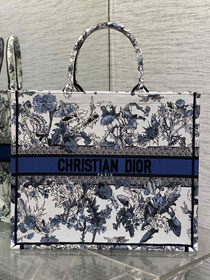 Dior original cotton large book tote bag M1286 white&blue