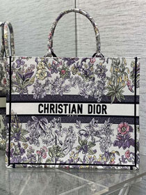 Dior original cotton large book tote bag M1286 white&purple