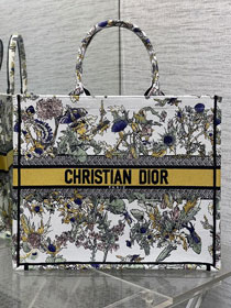 Dior original cotton large book tote bag M1286 white&yellow