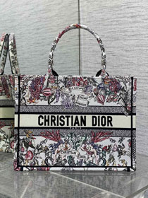 Dior original cotton medium book tote bag M1296 white