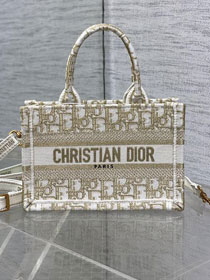 Dior original cotton mini book tote S5573 white&gold